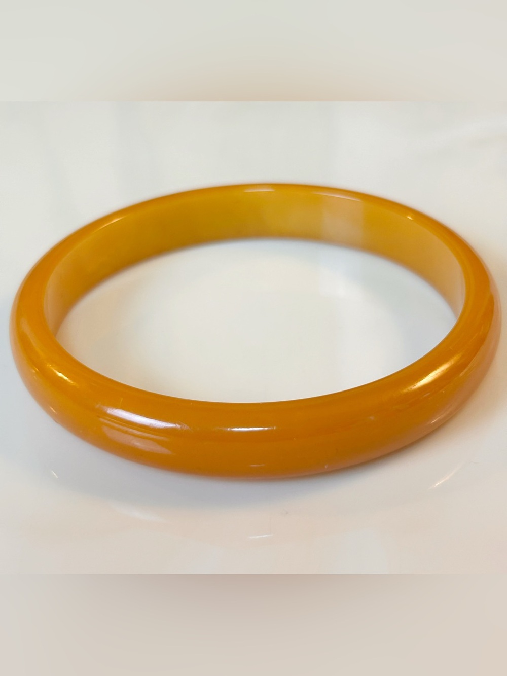 Vintage Bakelite Bangle Bracelet - Pumpkin Orange Butterscotch Simichrome-tested